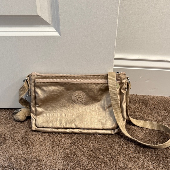 Kipling gold crossbody bag purse with monkey - Picture 1 of 7